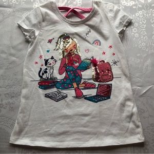 Cynthia Rowley Girls Size S(5-6) White Blouse Back To School Graphics sequenced